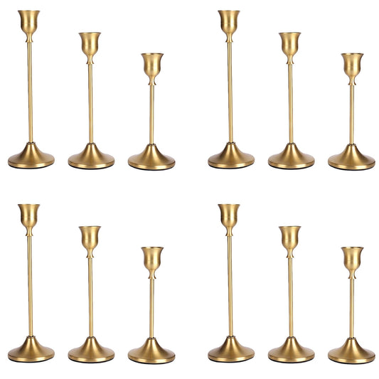 Gold Candlestick Holders - Candlestick Holders -Candle Holder for Candlesticks - Gold Metal Vintage Taper Candle Stick Holder - Home Decor Centerpieces for Wedding Fireplace Party Dining Home