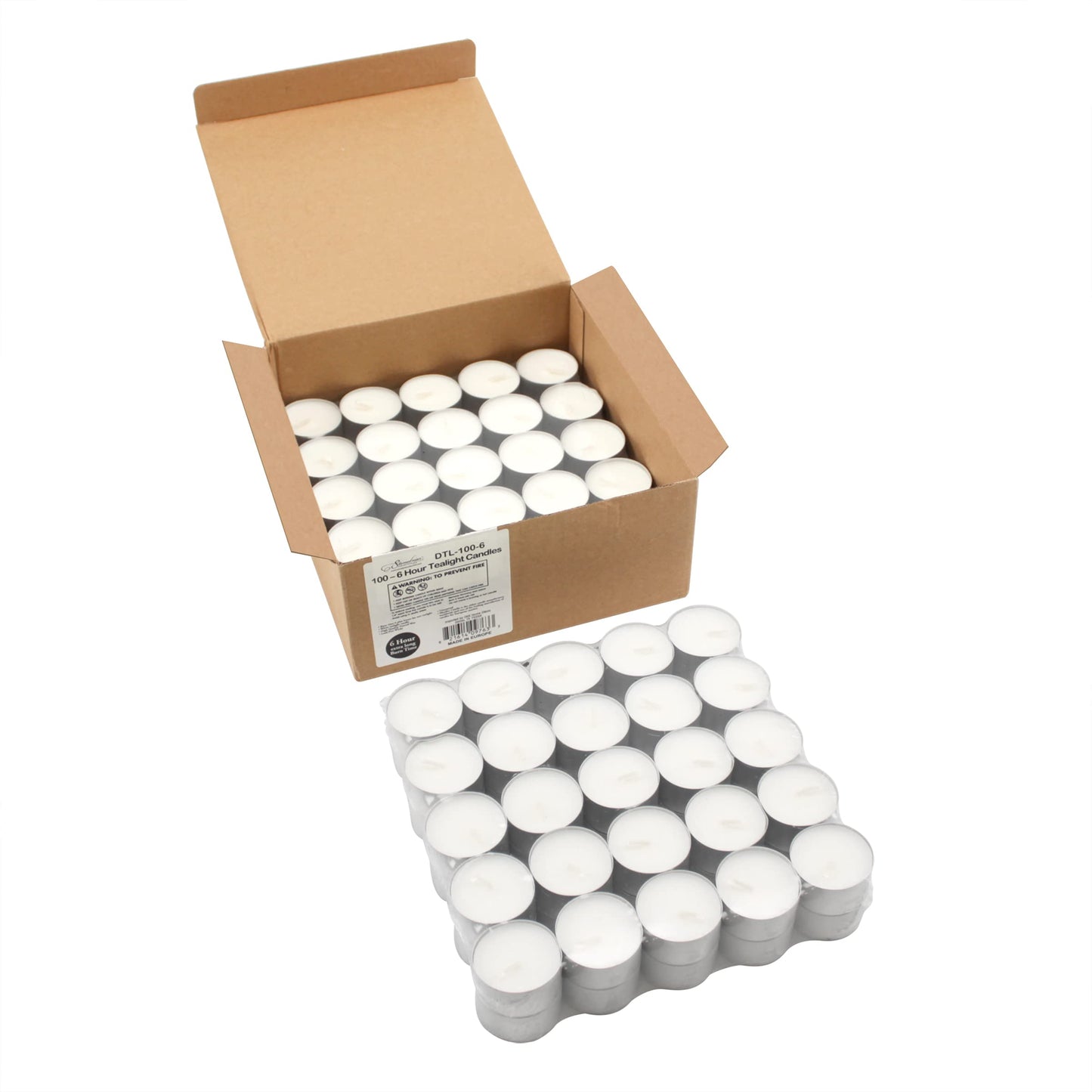Stonebriar Unscented Long Burning White Tealight Candles, Bulk Pack, 6-7 Hour Burn Time, Smokeless Tealights for Parties, Weddings, Home, 100 Count
