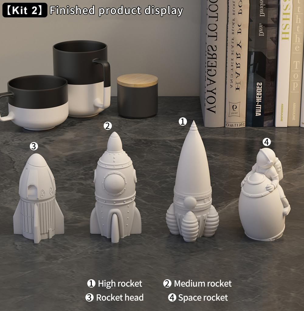 Space Planet Resin Molds Silicone，【8-piece Set】 Epoxy Resin Space Astronaut Silicone molds,3D Resin Spaceballs Molds, Small Rocket Silicone Model, Space Rabbit DIY Gift Sets for Teens (【Kit 4】)