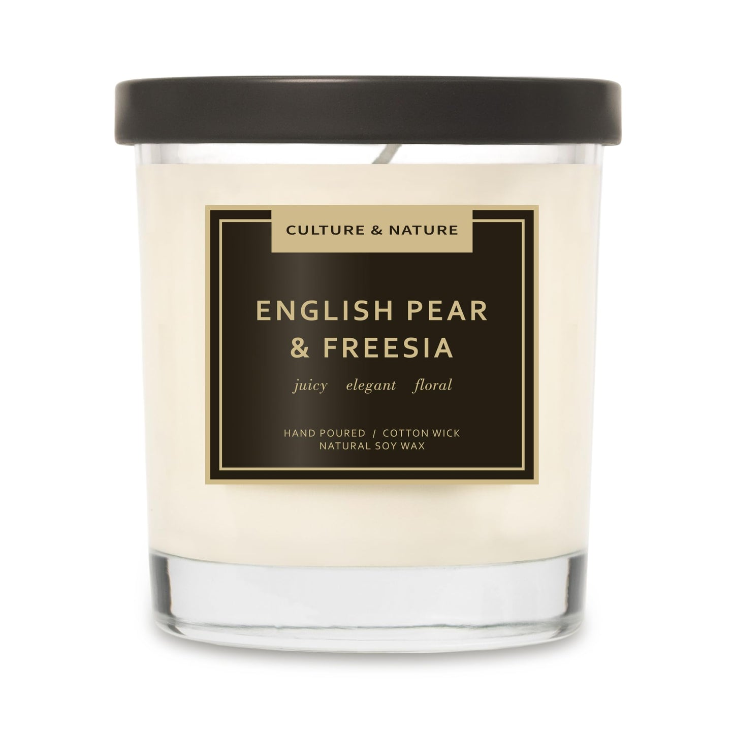 CULTURE & NATURE Natural Soy Wax Candle 7oz English Pear & Freesia Scented