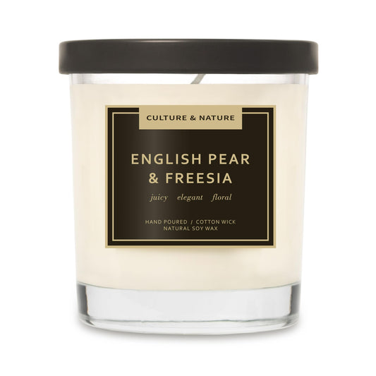 CULTURE & NATURE Natural Soy Wax Candle 7oz English Pear & Freesia Scented