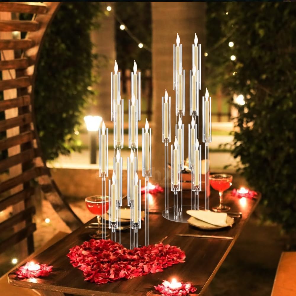 6PCS Candelabra 10 Arm Centerpieces for Tables Acrylic Bulk,Clear Floor Candle Holder for Wedding Candle Sticks Holder Decor for Baby Shower Party Event candelabros para centros de mesa