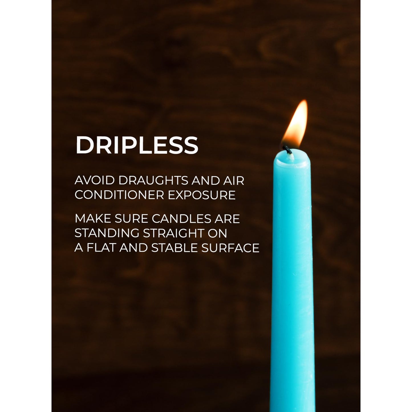 CANDWAX 8 inch Turquoise Taper Candles Pack of 4 - Unscented Smokeless Dripless Tall Candlesticks - Perfect for Holidays, Ordinary Dinners and Special Occasions - Teal Taper Candles