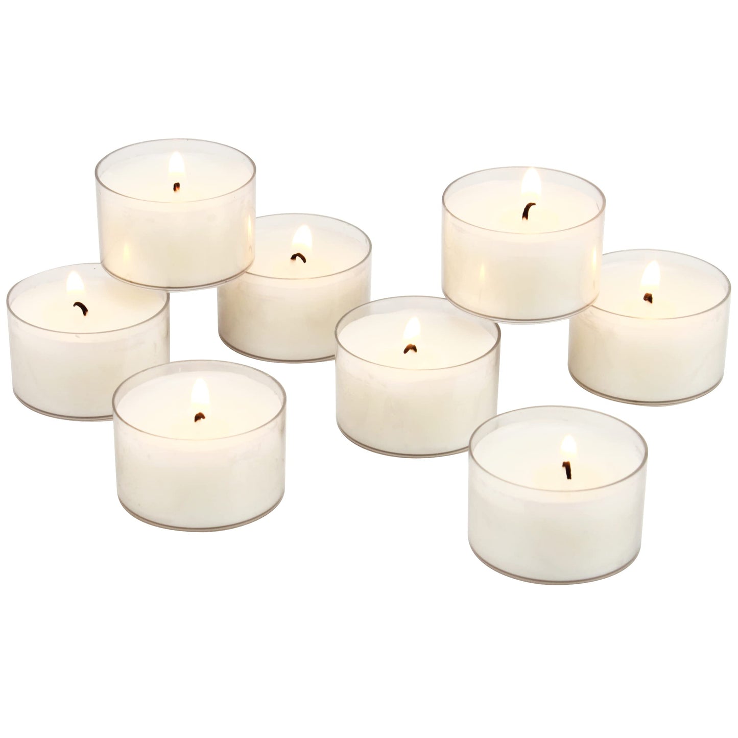 Stonebriar Bulk 96 Pack Unscented Smokeless Long Burning Clear Cup Tea Light Candles with 8 Hour Extended Burn Time, White & Tall 3x6 Inch Unscented Pillar Candles,White, 6 Count