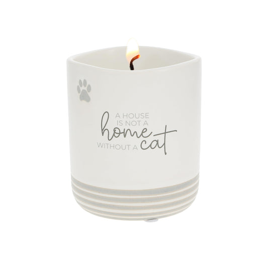 Pavilion Gift Company - Not A Home Without A Cat - 10oz Wax Reveal Secret Surprise Message Single-Wick Jasmine Scented Candle Mom Dad Pet Parent Housewarming Gift Animal Lover Rescue Present