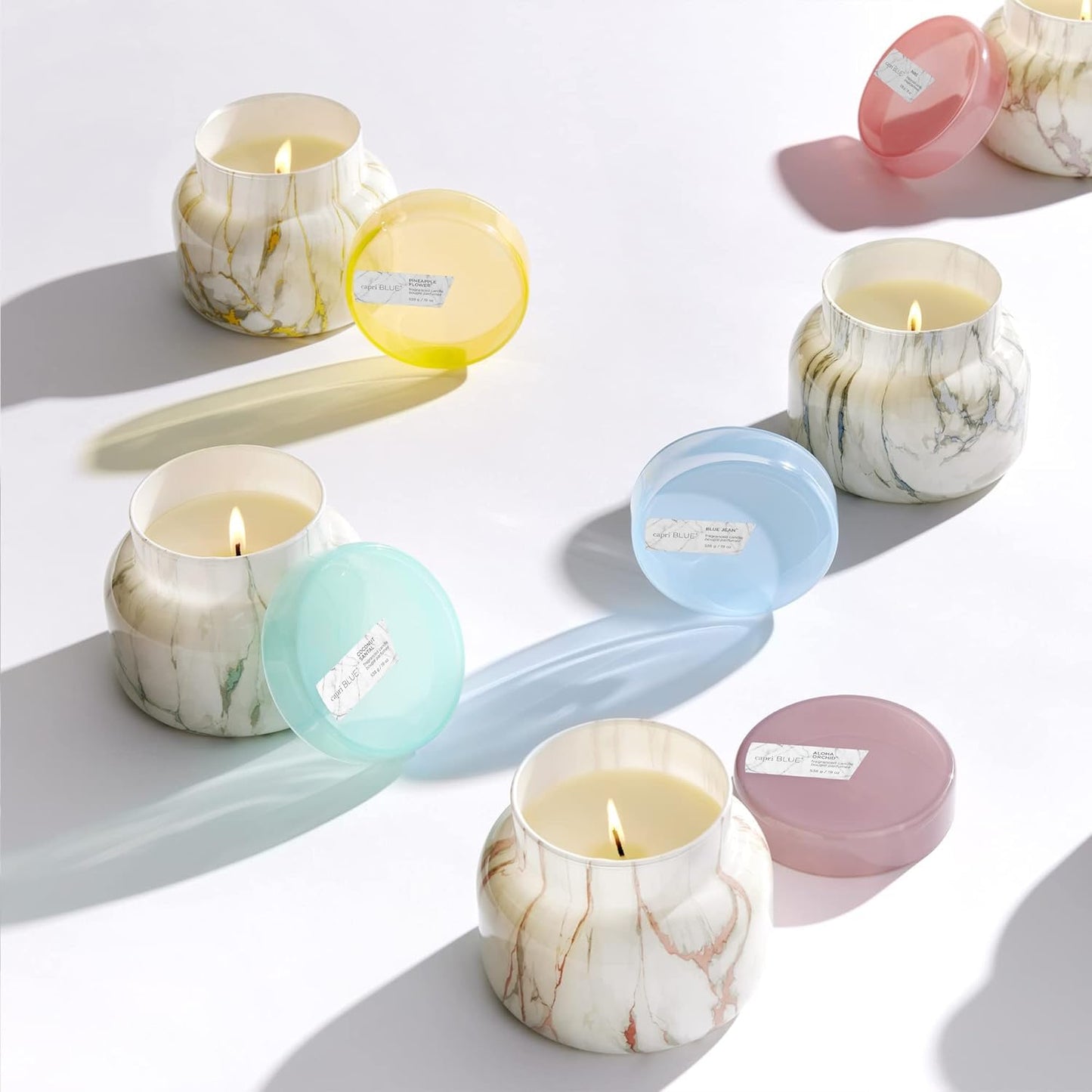 Capri Blue Candle - Modern Marble Jar Candles - Luxury Candles for Home Scented - Soy Candle Blend - Long Lasting Candles - Coconut Santal Scented (19 oz)
