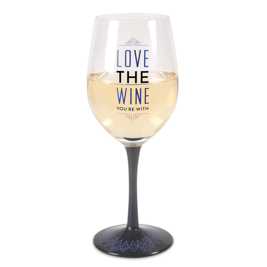 Pavilion Gift Company Pretty Inappropriate "Love The Wine You're With" Wine Glass Candle Holder, Purple