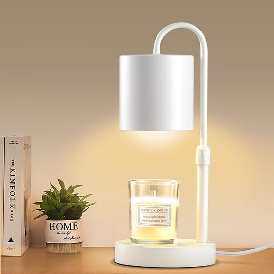 Briever Dimmable Candle Warmer Lamp with Timer, Height Adjustable Electric Candle Wax Warmer, Christmas Birthday Gifts for Women Mom, House Warming Gifts New Home Room Decor, White Solid Wood Base