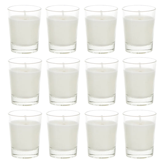 Mega Candles 12 pcs Unscented Glass White Container Candle, Mini Party Light 5 Hour Burn Time 1.5 Inch x 1.75 Inch, Home Décor, Wedding Receptions, Occasions, Events, Festivities, Meditations, Altar