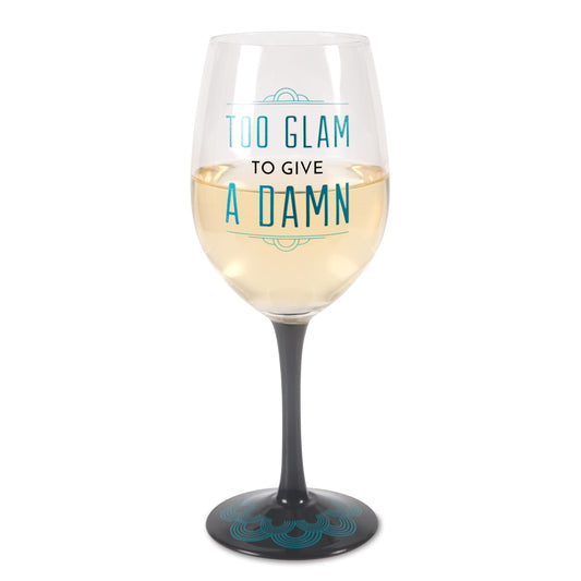Pavilion Gift Company Pretty Inappropriate Too Glam To Give A Damn Wine Glass Candle Holder, Blue