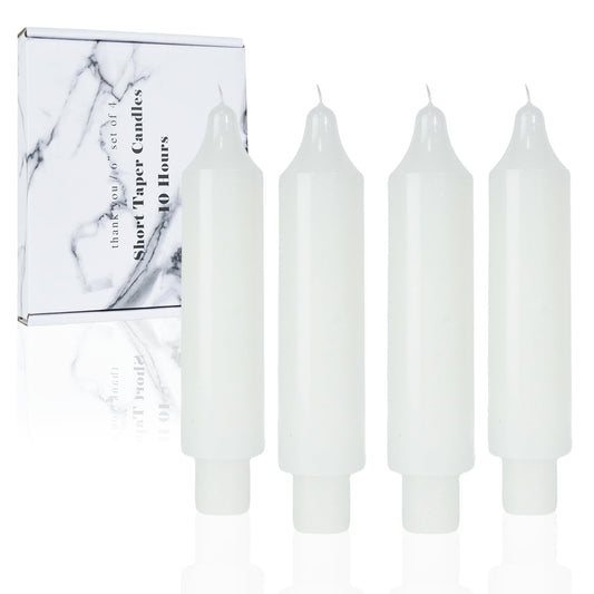 LPUSA White Short Taper Candles 6 inch Candle Sticks Unscented Dinner Candle Dripless for Home Decor,Christmas Table Decor，Weddings Festive Party Women Gifts，Set of 4