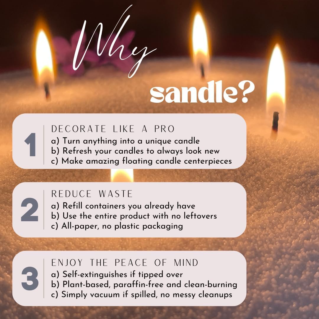 Pearled Sand Candles with Wicks 18 Oz-Refillable Patchouli & Bergamot Scented Natural Pearled Candle Sand Wax Pearl Candle Powder Beads-Non Toxic Luxury Long Lasting 120 Hours DIY Candles Making Kit