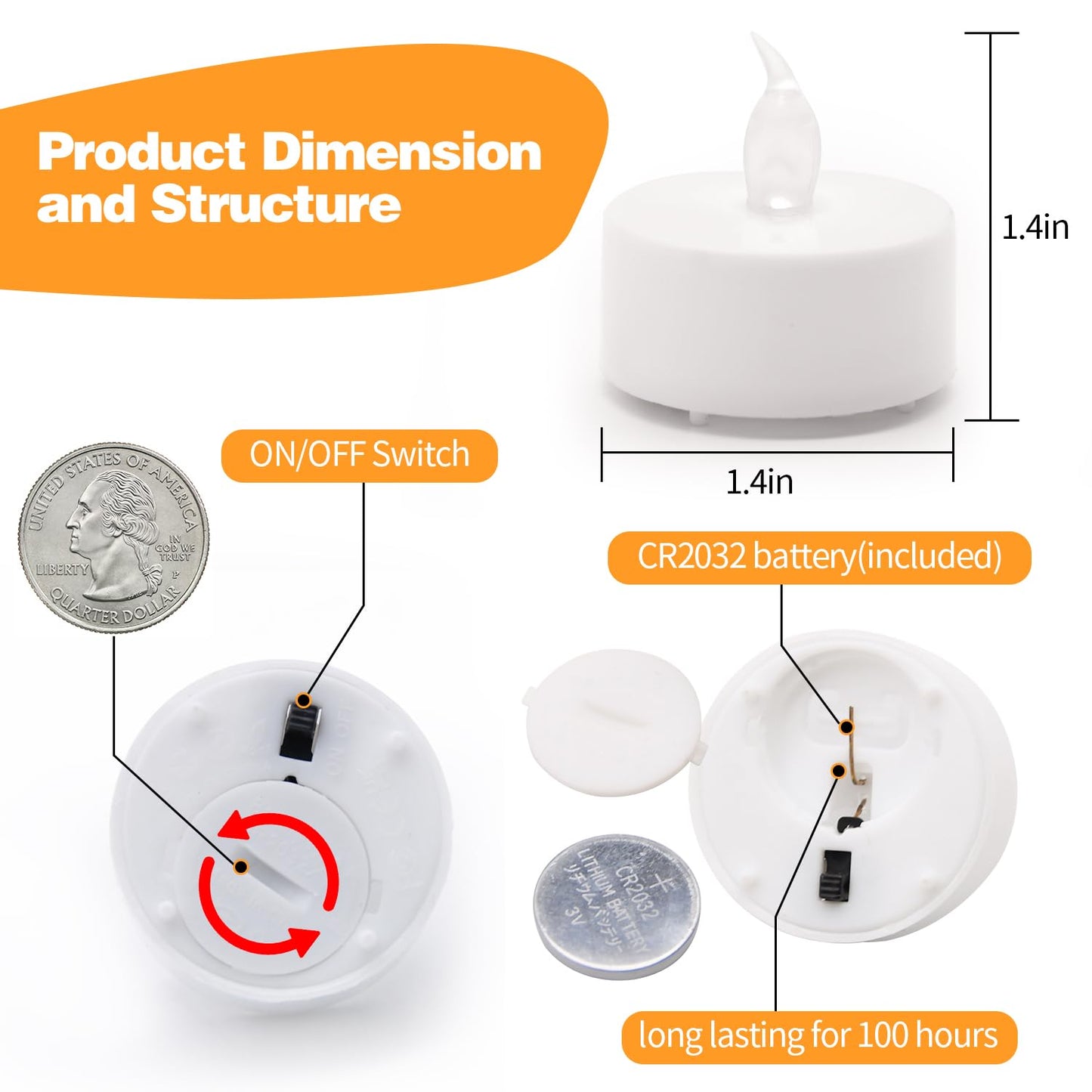 KOABY 50 Pack Warm Yellow LED Tea Lights, Last 100H+, Flickering Flameless Battery Operated Tea Lights for Decor