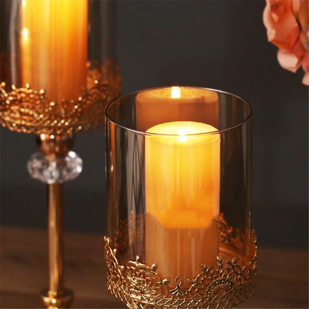 cfycfy987 Candelabra Luxury Golden Metal Glass Candlestick Home Dining Table Decoration Ornament Candle Holder Candle Sticks Holder(Small)