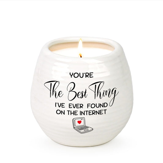 Gifts for Her Girlfriend Wife, Girlfriend Birthday Gifts, 10 Oz Handmade Ceramic Lavender Scented Candle, Valentines Anniversary Christmas Gift for Her Gilrfriend, Romantic Candles