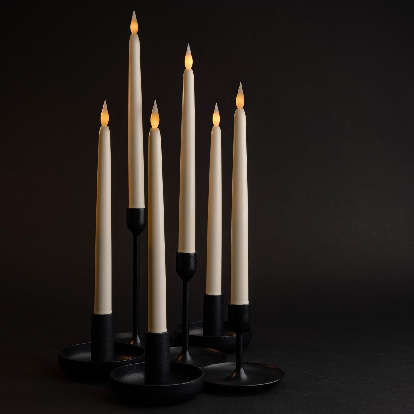 WYZworks 48 Pack, 11" LED Flameless Ivory Taper Flickering Candles Lights, Clickable On/Off Button, Battery Operated Electric Long Tall Candlesticks for Holiday Christmas Candelabra Wedding Window