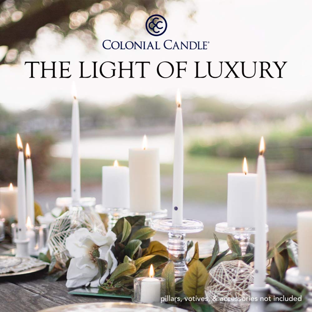 Colonial Candle Unscented Taper Candle, Classic Collection, Coastal Blue, 12 in, Pack of 12 - Up to 10 Hours Burn