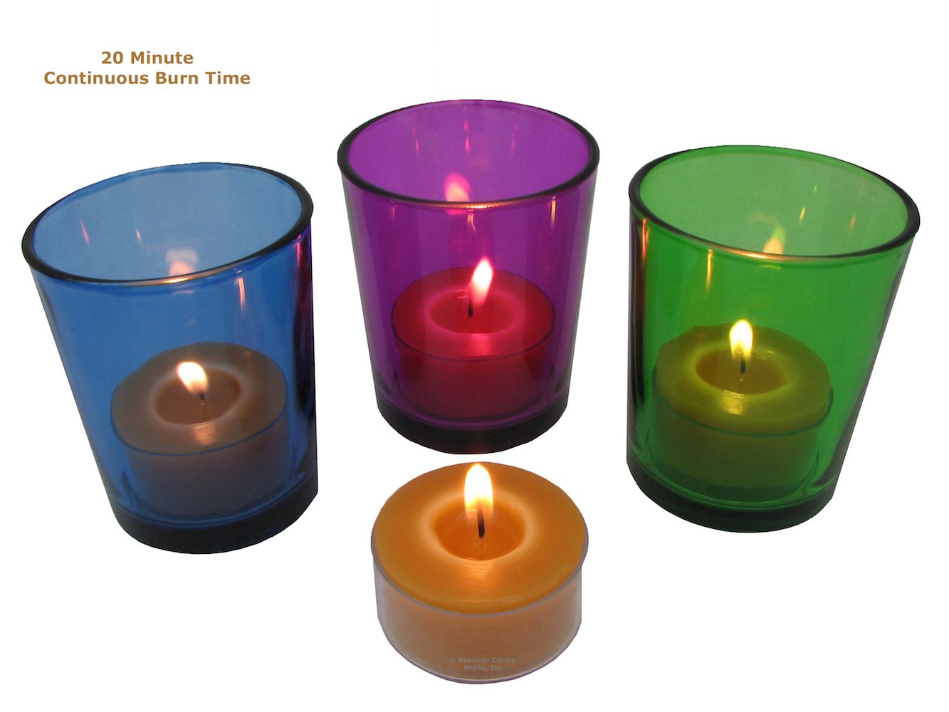 Beeswax Candle Works, 6-Hour Tea Lights (Pack of 27) Clear Cups, 100% USA Beeswax