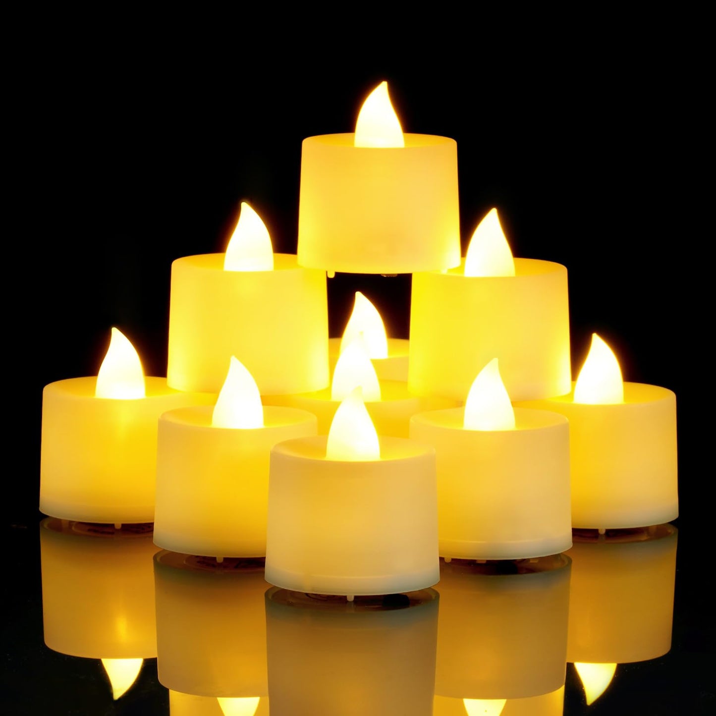 Amagic 24 Pack LED Tea Lights, Flameless Votive Candles, Lasting Electric Fake Small Candles, Battery Operated Tealights Candles for Halloween, Christmas, Home Decor, Wedding, Party, Festival(Ivory)