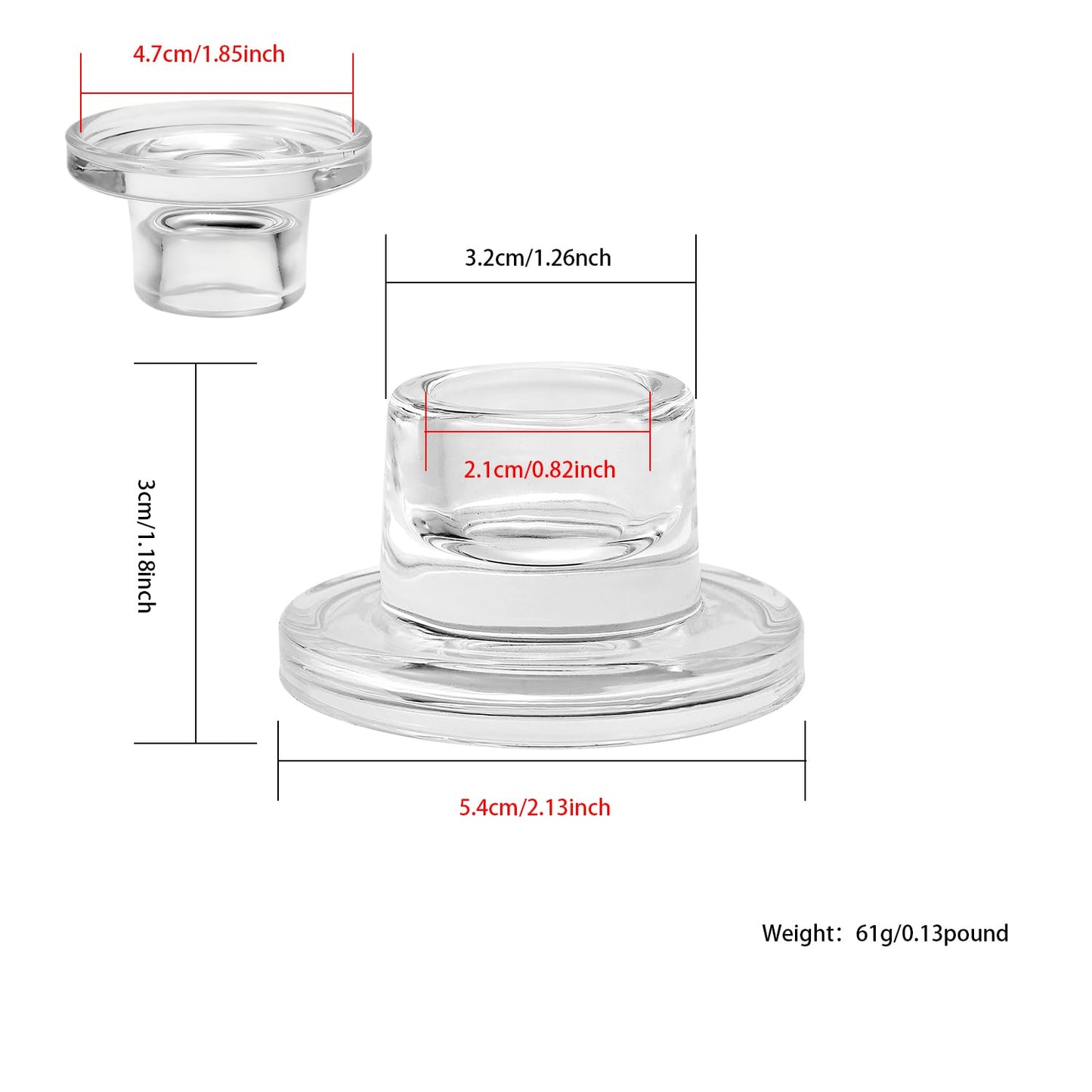 ZQXJWF Clear Glass Taper Candle Holders Set, Round Base Design, Elegant Dining Table Decor, for Table Centerpiece Wedding Party Advent Christmas Home Decorations(24, Clear)