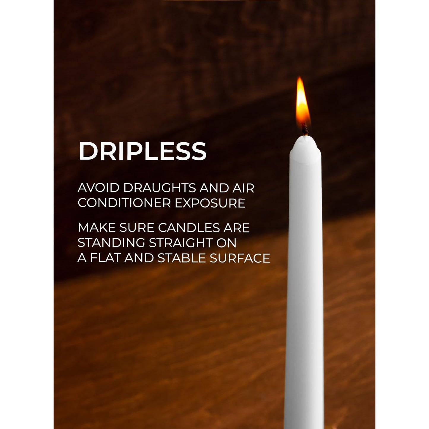 CANDWAX 8 inch White Taper Candles - Set of 12 White Candle Sticks Ideal for Christmas Decorations - Unscented Dripless Smokeless Long Burning Candlesticks - Tapered Christmas Candles for Home Decor