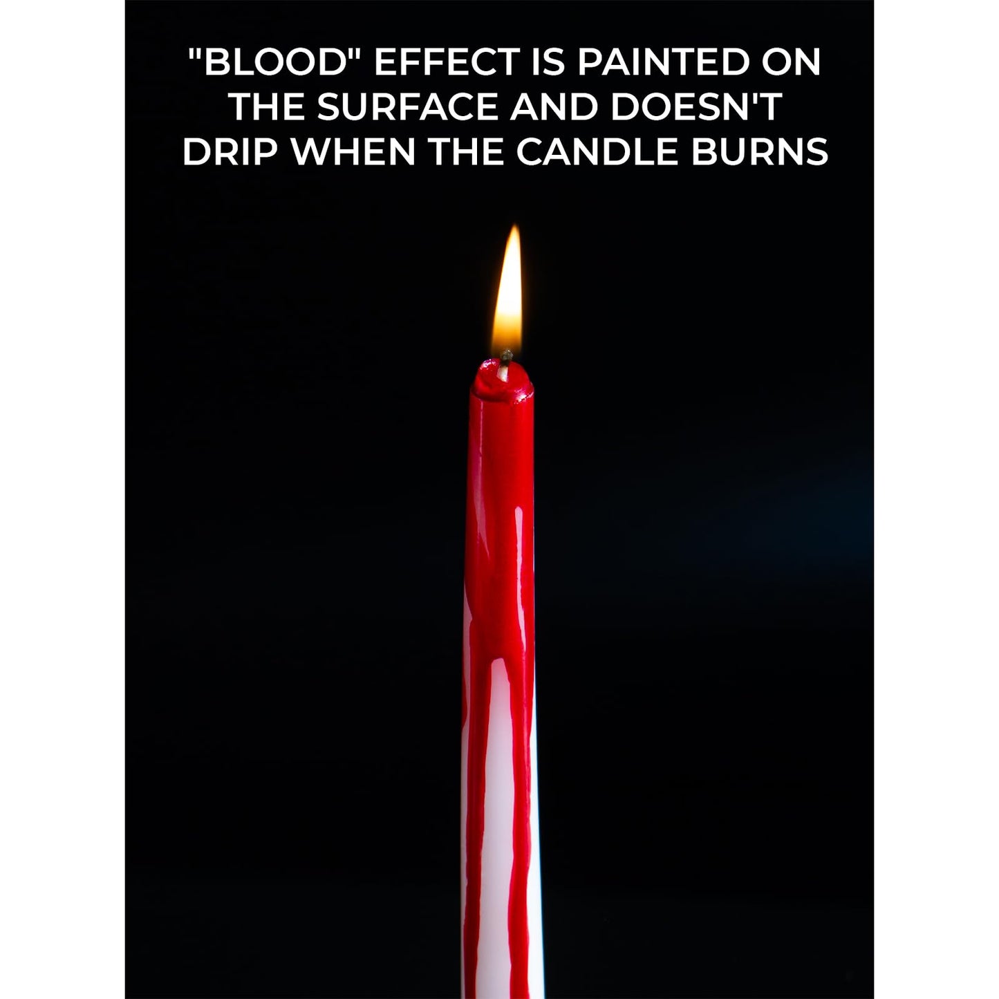 CANDWAX 12 inch Taper Candles Set of 4 - Unscented Tapers Burning for 10 Hours - No Drip Candlesticks Ideal for Halloween or Other Themed Party - Blood White