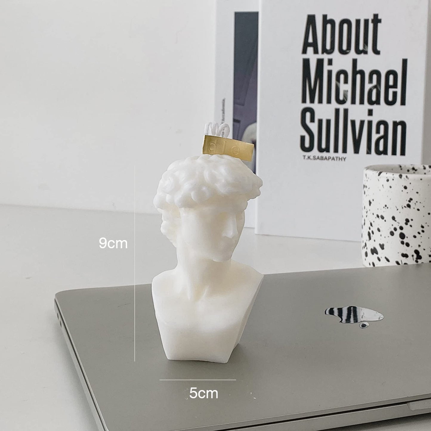 David Bust Statue Scented Candle,110G Aroma Soy Wax Greek Aesthetic Decorative Candle for Table Photo Prop Birthday Gift,Prefect for Meditation Stress Relief Mood Boosting Bath Yoga (White)