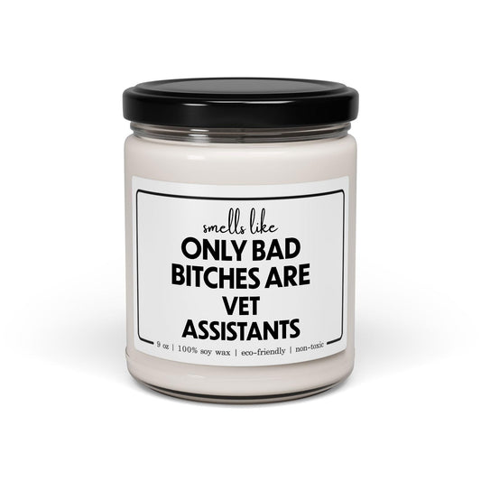 Funny Vet Assistant Candle - Smells Like Only Bad Bitches are Vet Assistants - 9oz Cinnamon Vanilla Sarcastic Gifts for Coworker Staff Employee Animal Women Her Birthday Graduation