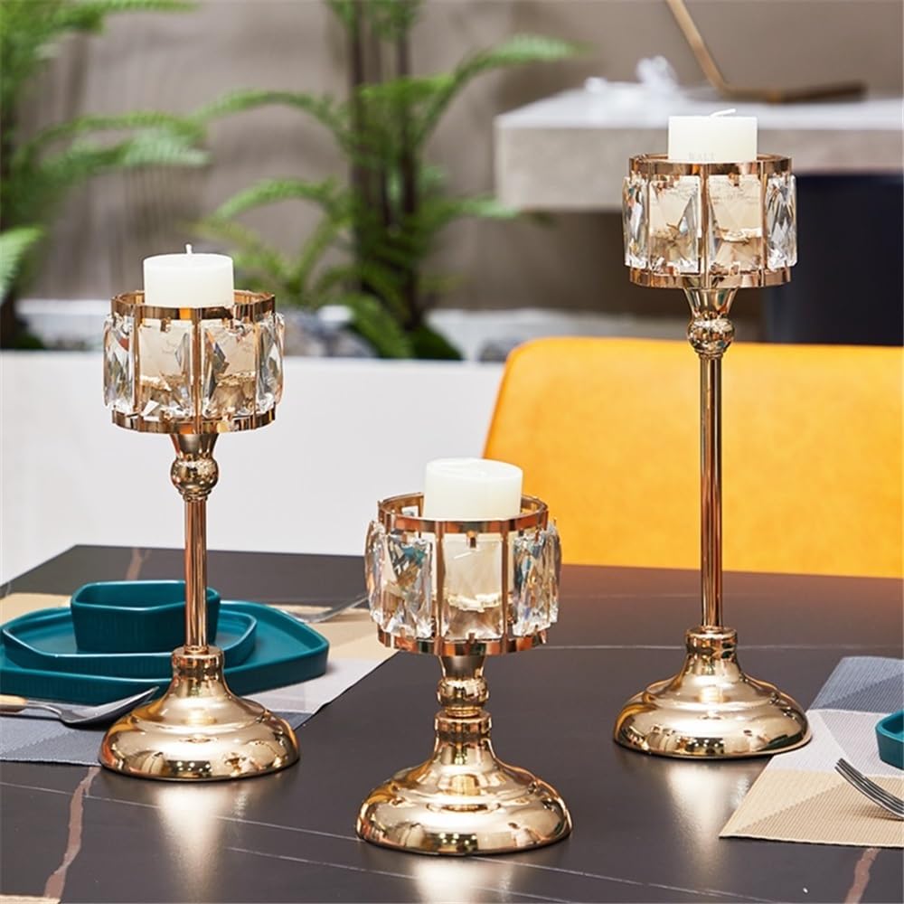 YUHUAWF Candle Holderss Simple Iron Glass Candlestick Modern Table Decoration Ornaments Candle Holder Gift Decorative Candlestick(Gold,Small)