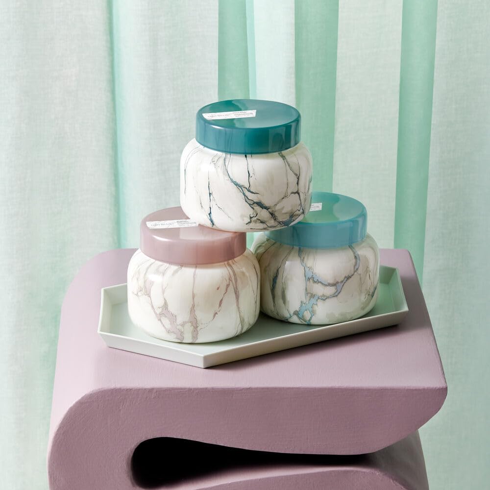 Capri Blue Modern Marble Jar Candles - Luxury Candles for Home Scented - Long Lasting Soy Wax Blend - (Aloha Orchid, 19 oz)
