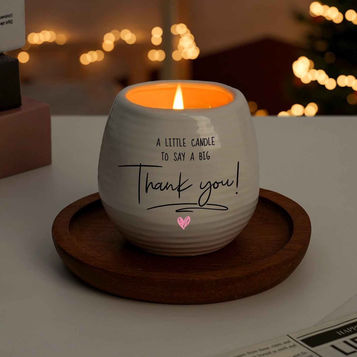 Thank You Gifts for Women Men, 10 Oz Handmade Ceramic Lavender Scented Candle, Hostess Gifts for Women, Thank You Candle, Appreciation Gift for Women Teacher Nurse Doctor Friends Coworkers Employee