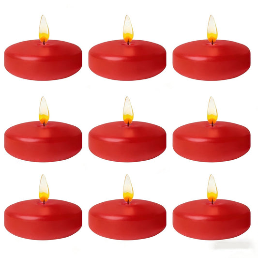 Red Floating Candles 3 inch 12 Pack - Floating Candles for centerpieces - Wedding Decor - Burning Time 8-10 Hours