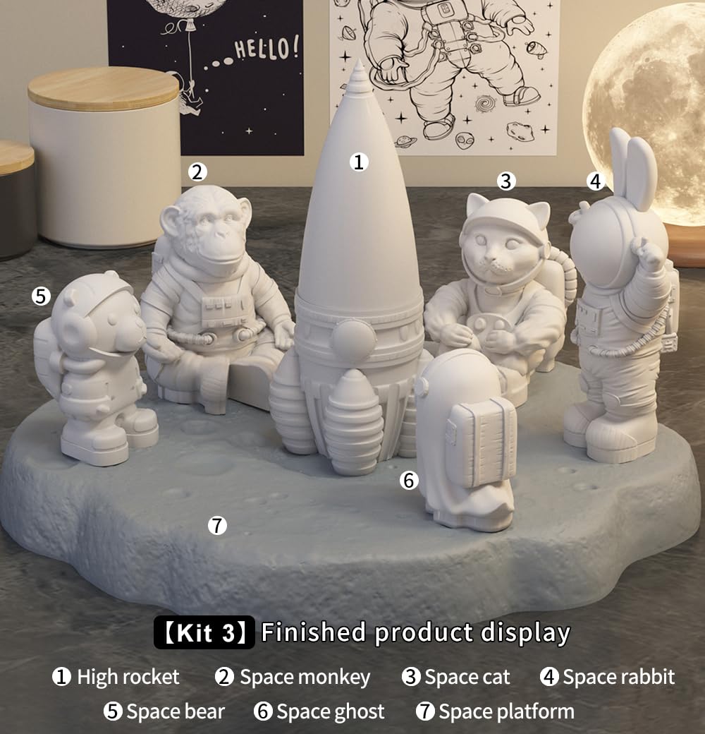 Space Planet Resin Molds Silicone，【12-piece Set】 Epoxy Resin Space Astronaut Silicone molds,3D Resin Spaceballs Molds, Small Rocket Silicone Model, Space Rabbit DIY Gift Sets for Teens (【Kit 5】)