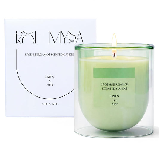 KOIMYSA Sage Citrus Scented Green Candles, Natural Soy Non Toxic Single Wick Aromatherapy Candle for Home Decor, Summer Fragrance