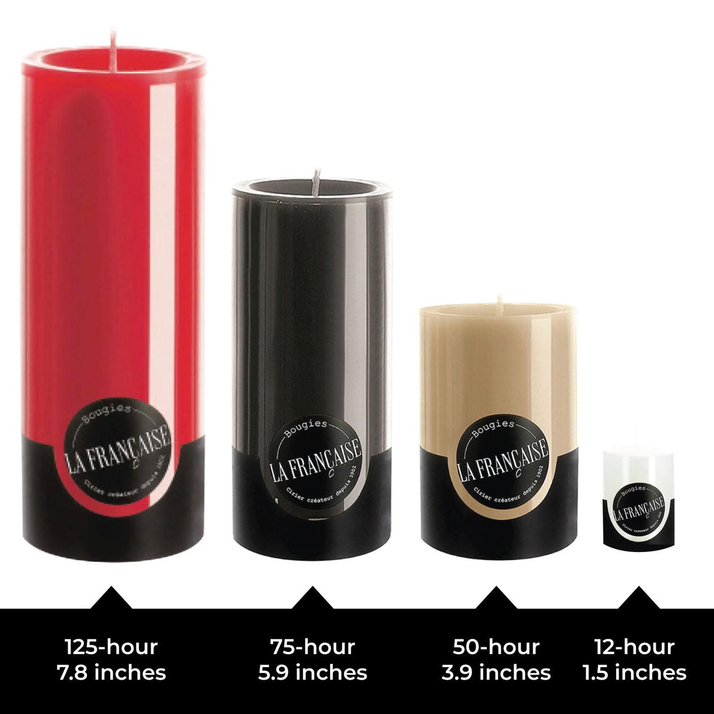 Bougies La Française Unscented Pillar Candle, Green, Made in Tunisia, Ready-to-Light Cotton Wick Included, Vegetable Wax Decorative Candle, 3.15" Diameter × 7.87" Tall, Approx. 125-Hour Burn Time