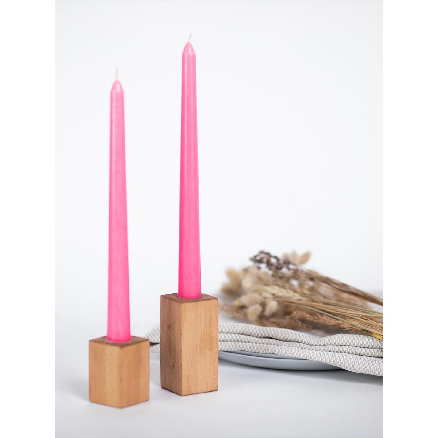 CANDWAX 10 inch Pink Taper Candles Set of 4 - Unscented Smokeless Dripless Tall Candle Sticks - Perfect as Easter Candles and for Holidays, Ordinary Dinners and Special Occasions - Pink Candlesticks
