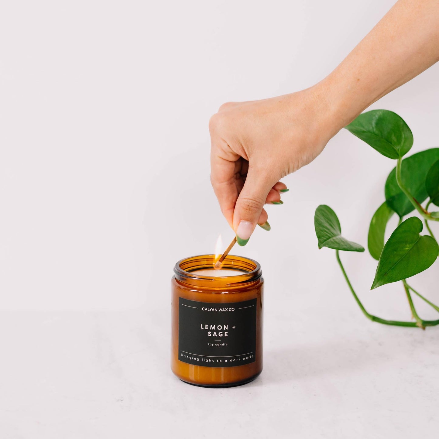 Calyan Wax Co. Lavender & Bergamot Scented Candle - 57 Hour Burn - Luxury Clean Soy Wax Candles - Long Lasting Amber Glass Jar Candle for Home - 7.2oz