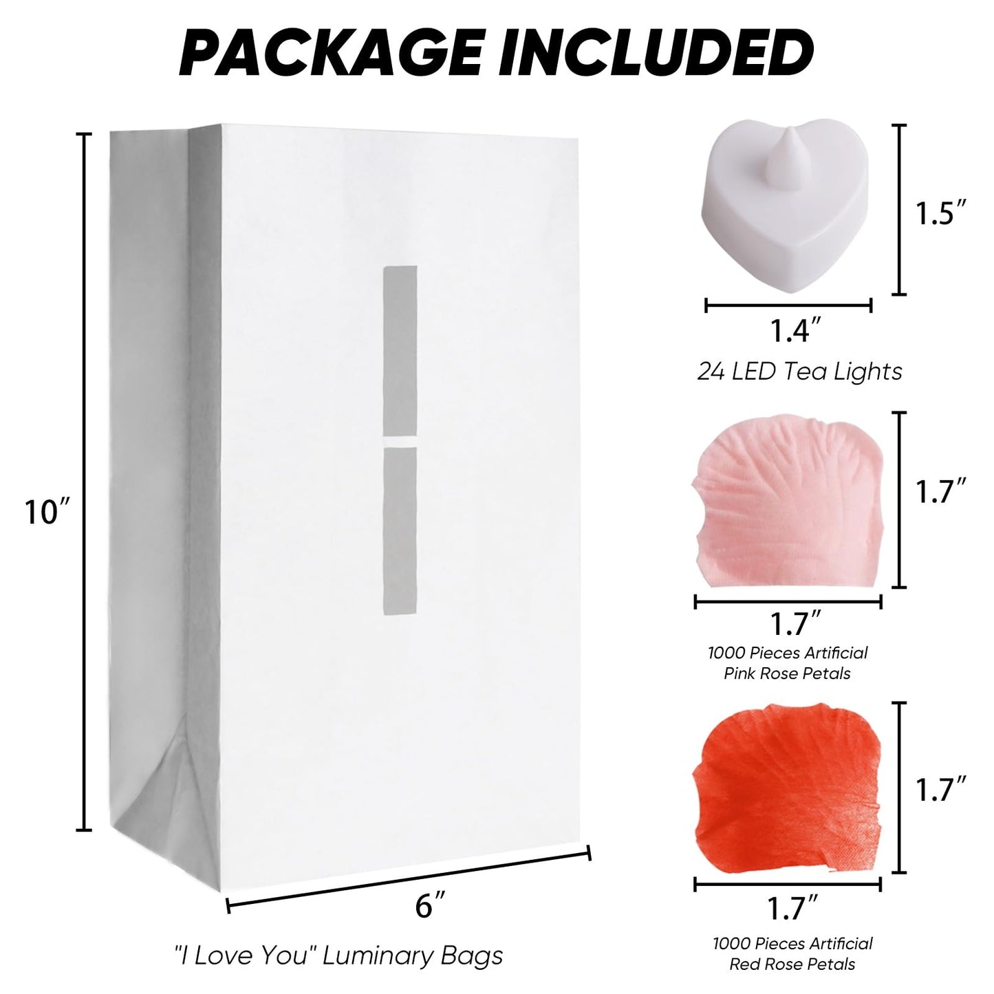 Homemory I Love You Light Up Letters Proposal Decorations with Flameless Candles and 2000 Fake Rose Petals, Valentine's Day Luminary Bags Romantic Decorations Special Night for Wedding Anniversary