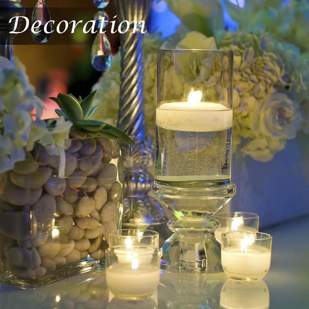 3 inch Floating Candles,24Pack Gold Dripless Wax Unscented Wax 13-15Hours Burning, Wedding Party Candles,for Centerpieces Suitable for Cylindrical Vases,Swimming Pool,Restaurant Decoration