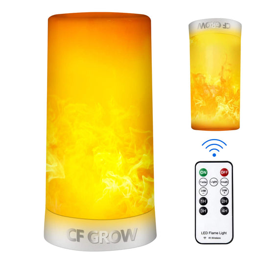LED Flame Effect Light, USB Rechargeable Outdoor Flame Table Lamp Waterproof Dimmable 4 Modes Lantern with Gravity Sensing Effect IR Wireless Remote&Timer, For Halloween Room Party Bar Decor