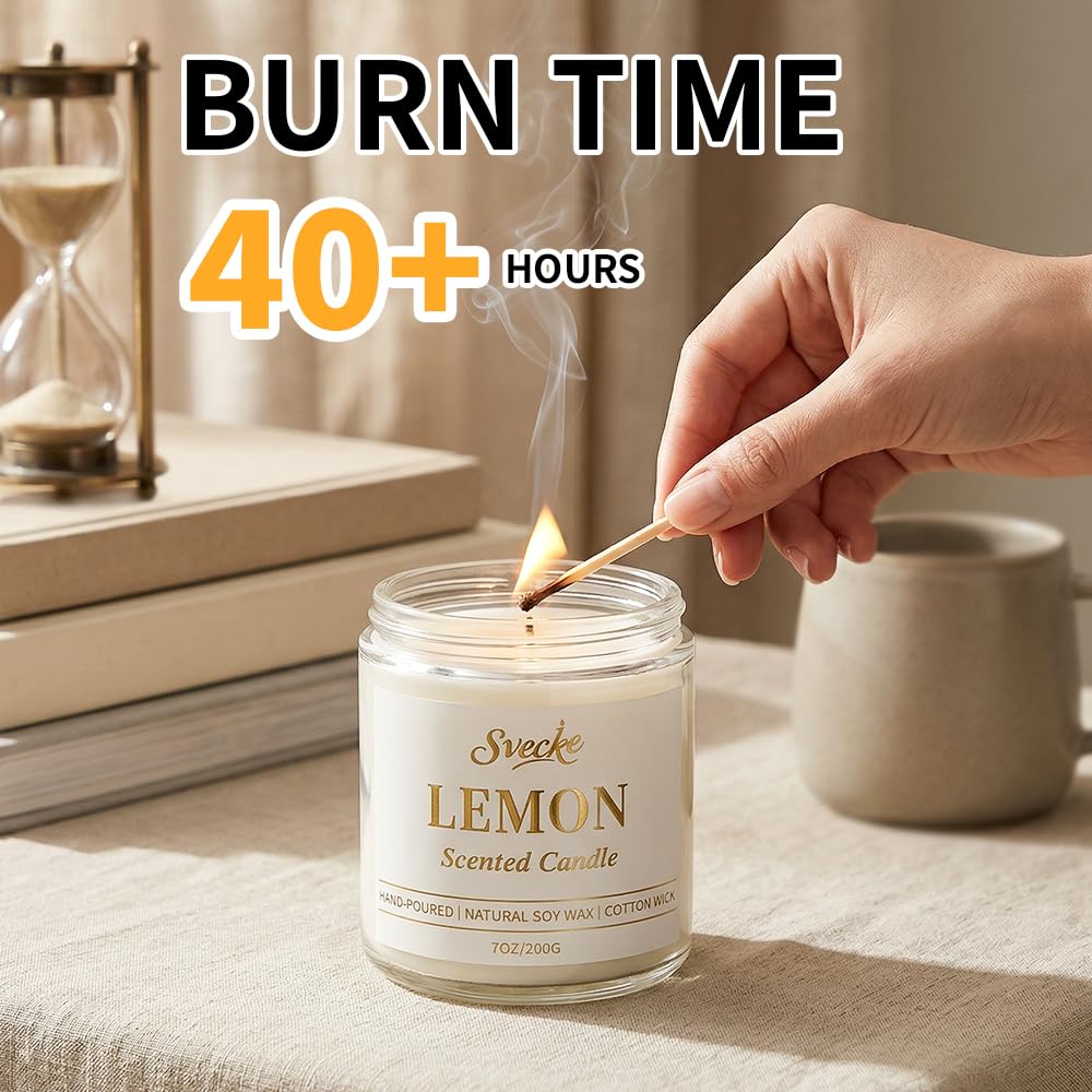 SVECKE Rose Scented Candle 7oz Soy Wax Jar Candle Long Burning Aromatherapy Candle for Home Bedroom Gift for Women Men Housewarming New Home Gift