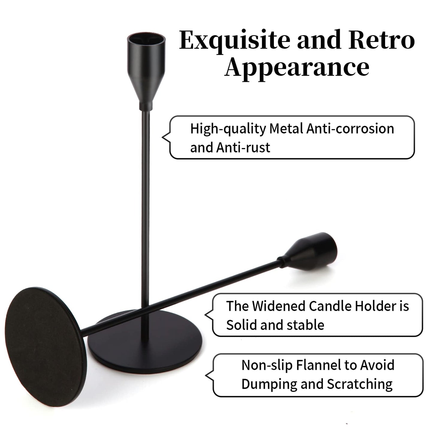 Oatnauxil Matte Black Candle Holders Black Candlestick Holders Metal Candle Holder for Wedding, Dinning, Party, Fits 3/4 inch Thick Candle&Led Candles (Set of 6 Pcs)