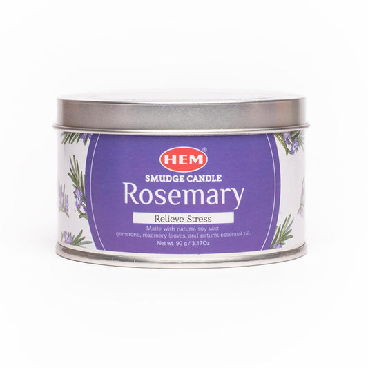 HEM Rosemerry Scented Smudge Candles – 3.2 Oz Natural Soy Candles with Crystals Inside – Long-Lasting 20-Hour Clean Burn – Perfect for Home Cleansing & Relaxation