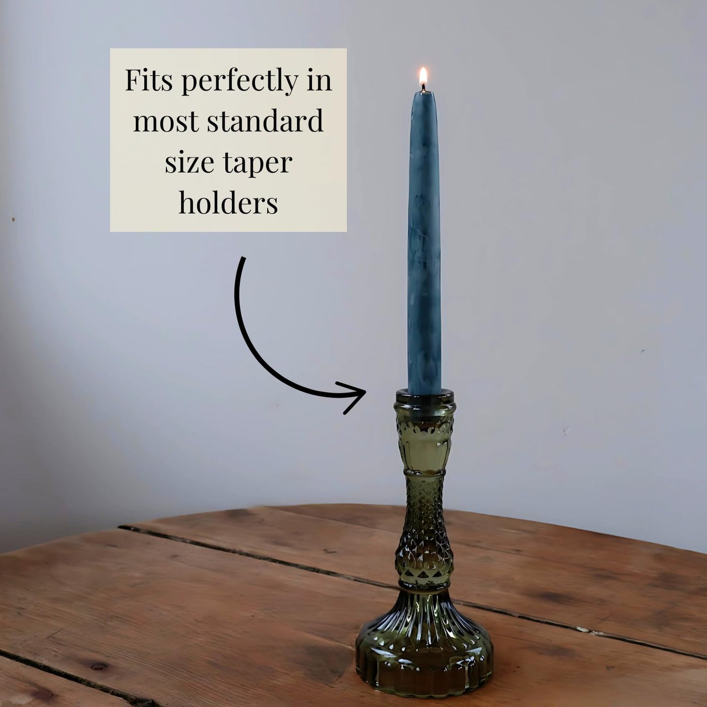 Candlestock Beeswax Taper Candles – Standard 7/8" Diameter, Pure 100% Natural USA Beeswax, Cotton Wick, Dripless, Long-Burning, Handmade in Woodstock, NY- 8 Inches - 1 Pair (2 Candles) - Teal