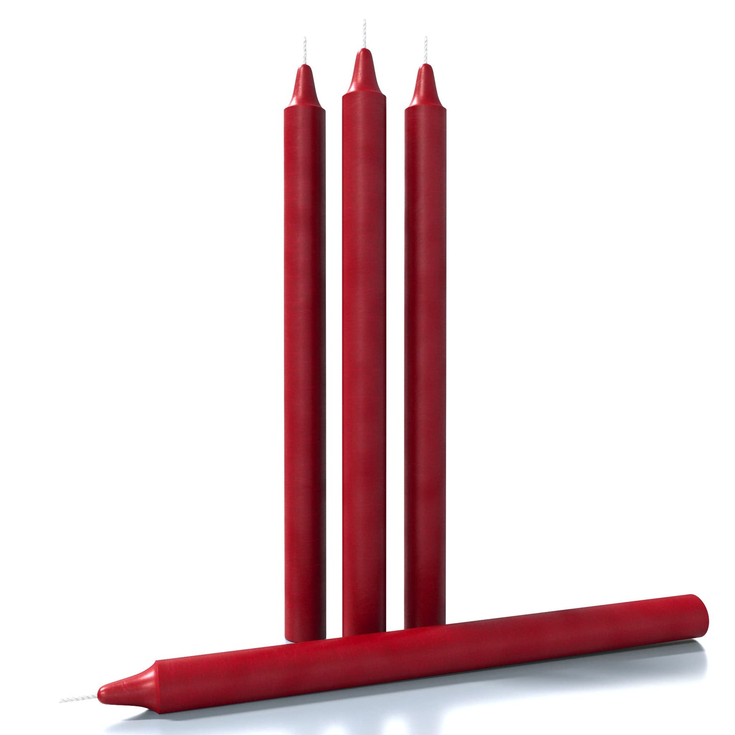 CANDWAX Bordeaux Taper Candles Pack of 4 - Slow Burning Dripless Unscented Straight Candles 12 inch - Ideal for Dinner Table - Smokeless Long Candlesticks