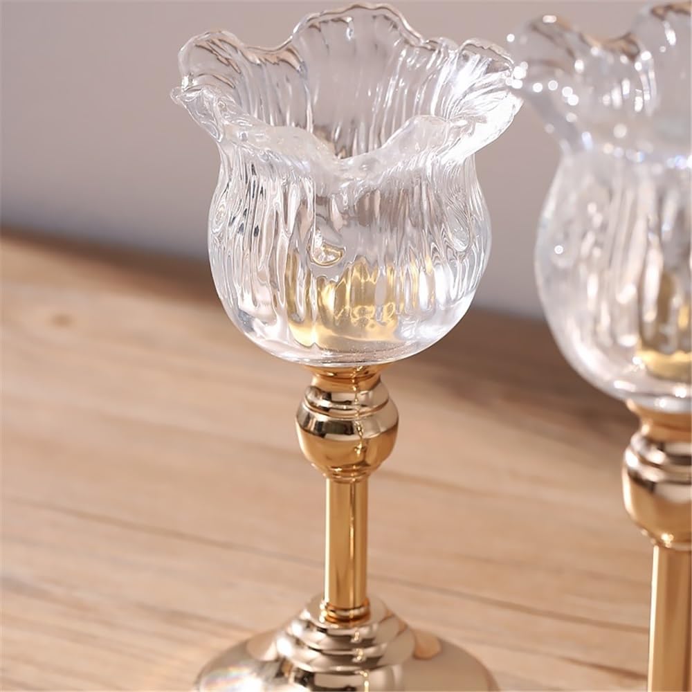 YUHUAWF Candle Holderss European Crystal Glass Tall Candle Holder Candlelight Dinner Table Decoration Home Furnishings Decorative Candlestick(Small)