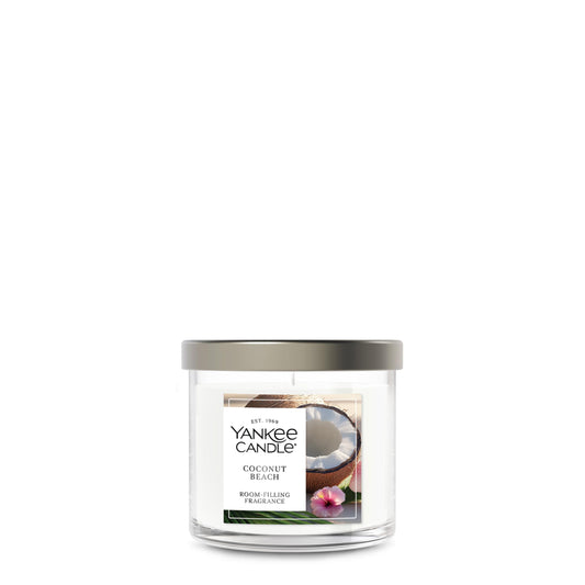Yankee Candle Small Tumbler Scented Candle, Coconut Beach, 4.3 oz, Premium Plant Wax Blend, Up to 40 Hour Burn Time