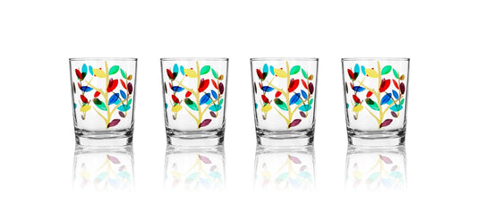 Colorful Tequila Shot Glasses Set Of 4, Large Colored Shot Glasses, Hand Painted Small Glass Tequila Cups for Whiskey Espresso Vodka Liquors, Dishwasher Safe, Drinking Gift For Men and Women, 3oz