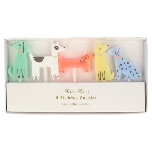 Meri Meri Dog Candles - Pack of 5, Multicolored, Dog Birthday Decorations, Party Decor