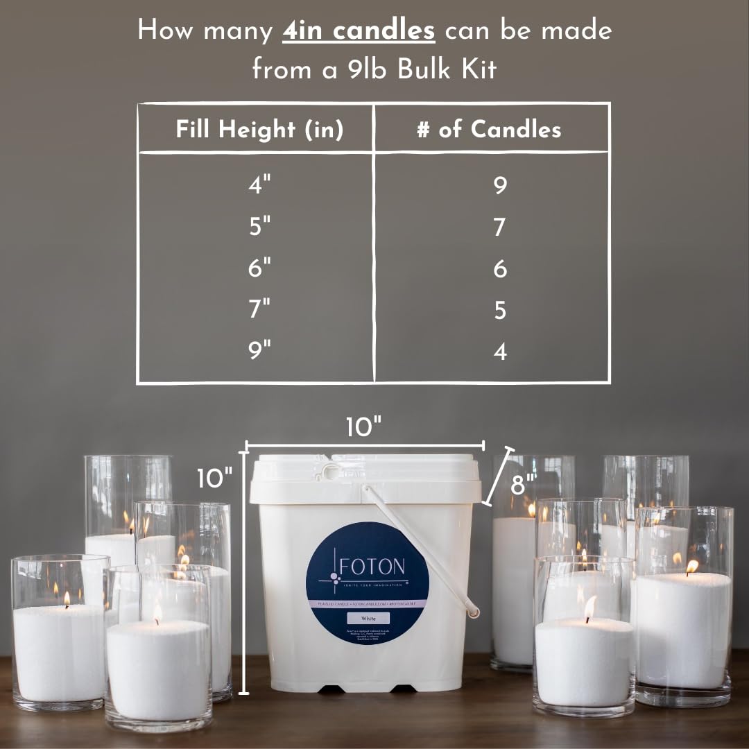 Foton Pearled Candle 9lb - Bulk Misty Monte Sandalwood Jasmine Scented Non Toxic Luxury Long Lasting Powder Candles - Refillable Candle Sand with 100 Wicks for Candle Making